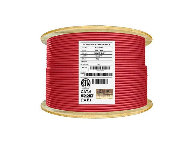 Elite Cat6 Shielded Riser (CMR), 1000ft, 550MHz, 23AWG, F/UTP, Solid Bare Copper, UL Certified, UL-LP Certification, Bulk Ethernet Cable Reel, Blue