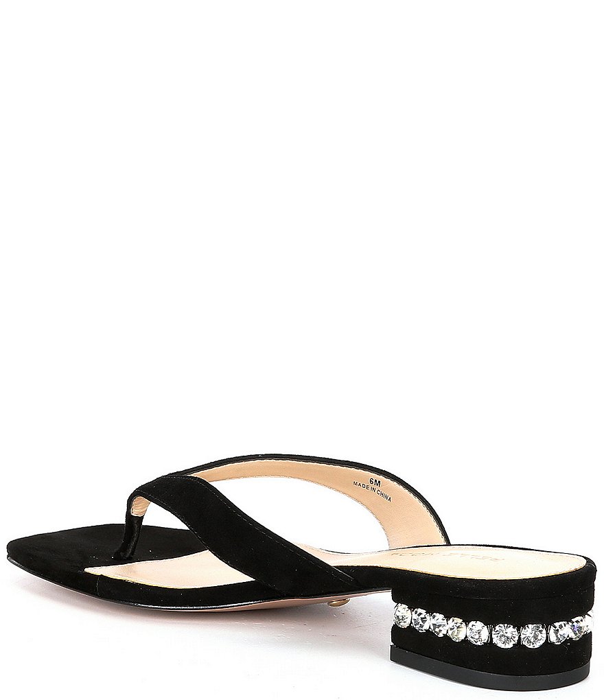 Pelle Moda Niall Suede Crystal Heel Thong Sandals