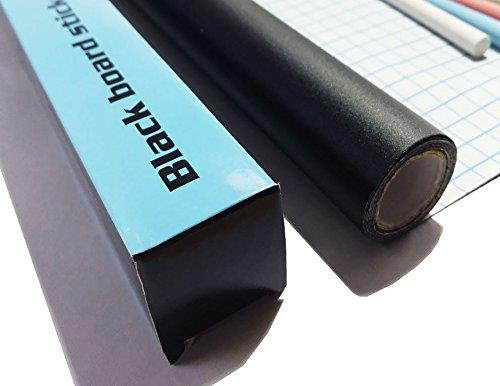 Extra Large Chalkboard Contact Paper Vinyl Wall Decal Poster (6.5 Feet) Blackboard Roll Adhesive Chalk Board Paint Alternative w/Bonus Chalks - Peel and Stick Black DIY Wallpaper Sizes 17.8" X 78.7"