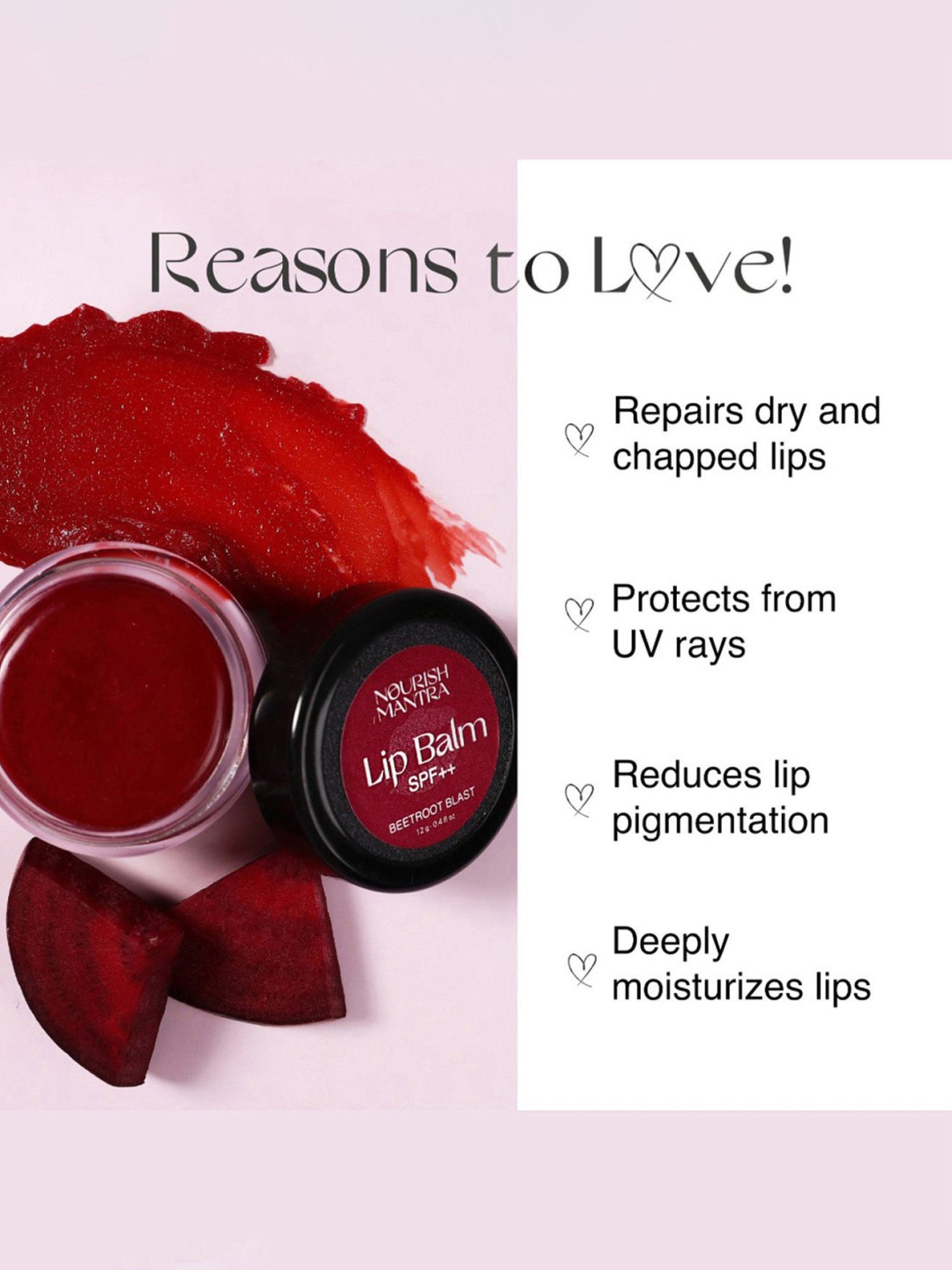 Nourish Mantra Beetroot Blast Lip Balm SPF++ - 12 gm