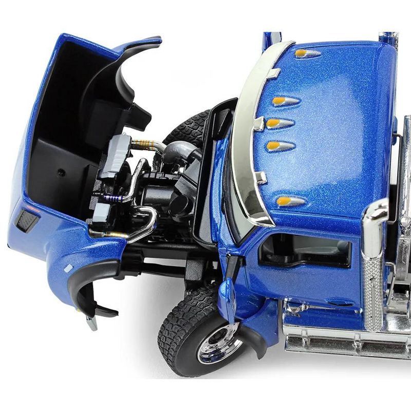 Kenworth T880 Day Cab with East Genesis End Dump Trailer Surf Blue Metallic and Chrome 1/50 Diecast Model by First Gear