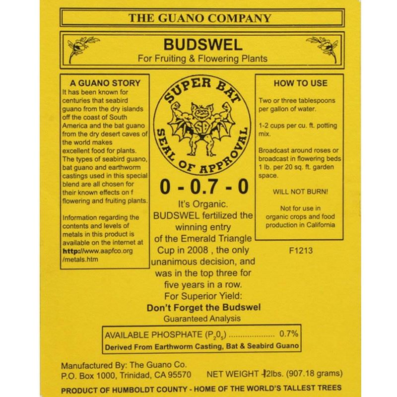 Hydrofarm GUBS128C Super Bat Budswel Organic Hydroponic Liquid Nutrient Solution for Strong Blooms in Garden Soil, Flowers and Plants, 1 Gallon
