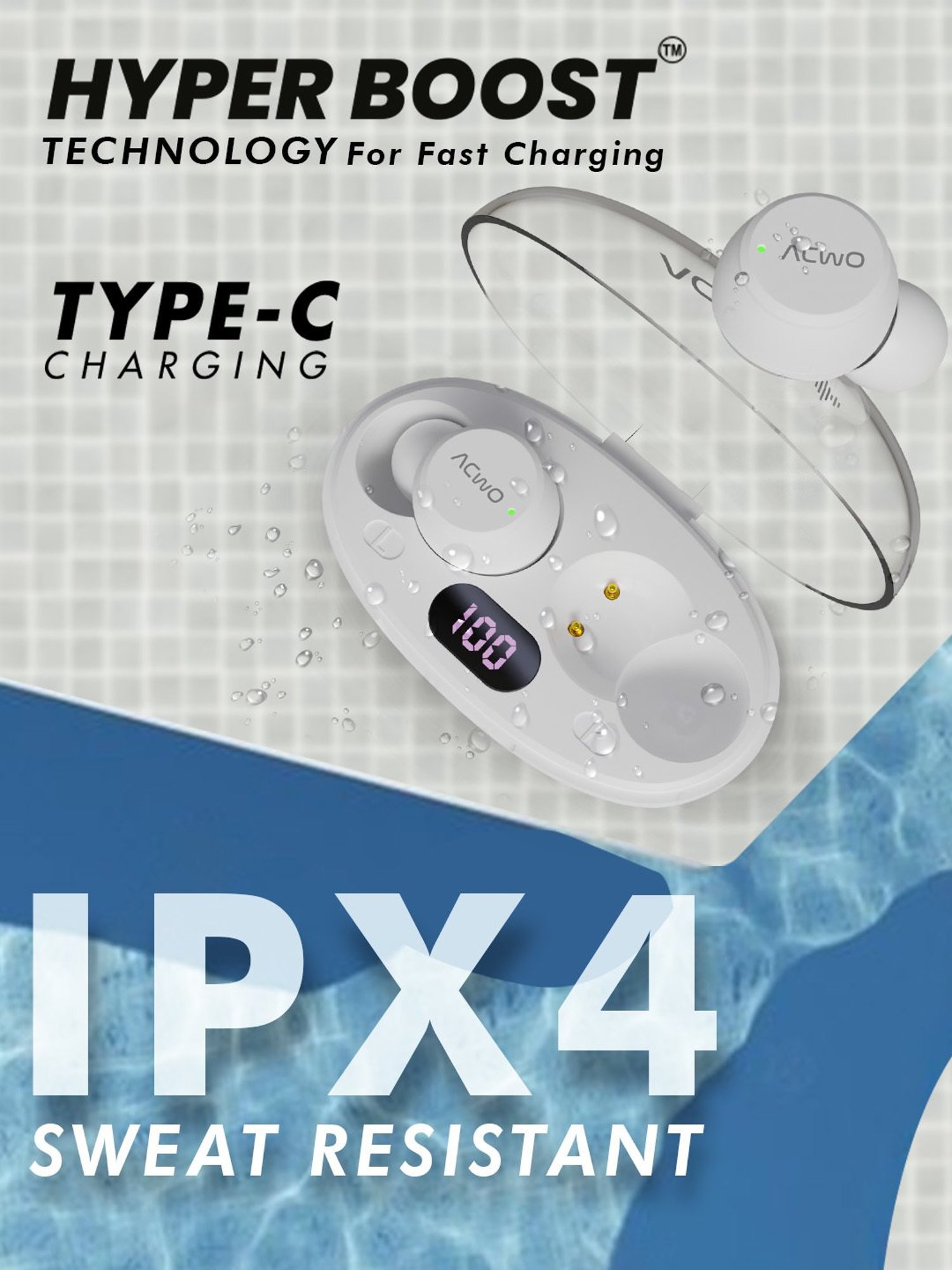 ACwO DwOTS Trans In Ear Bluetooth Earbuds with 35 Hours Playtime (Ivory-White, True Wireless)