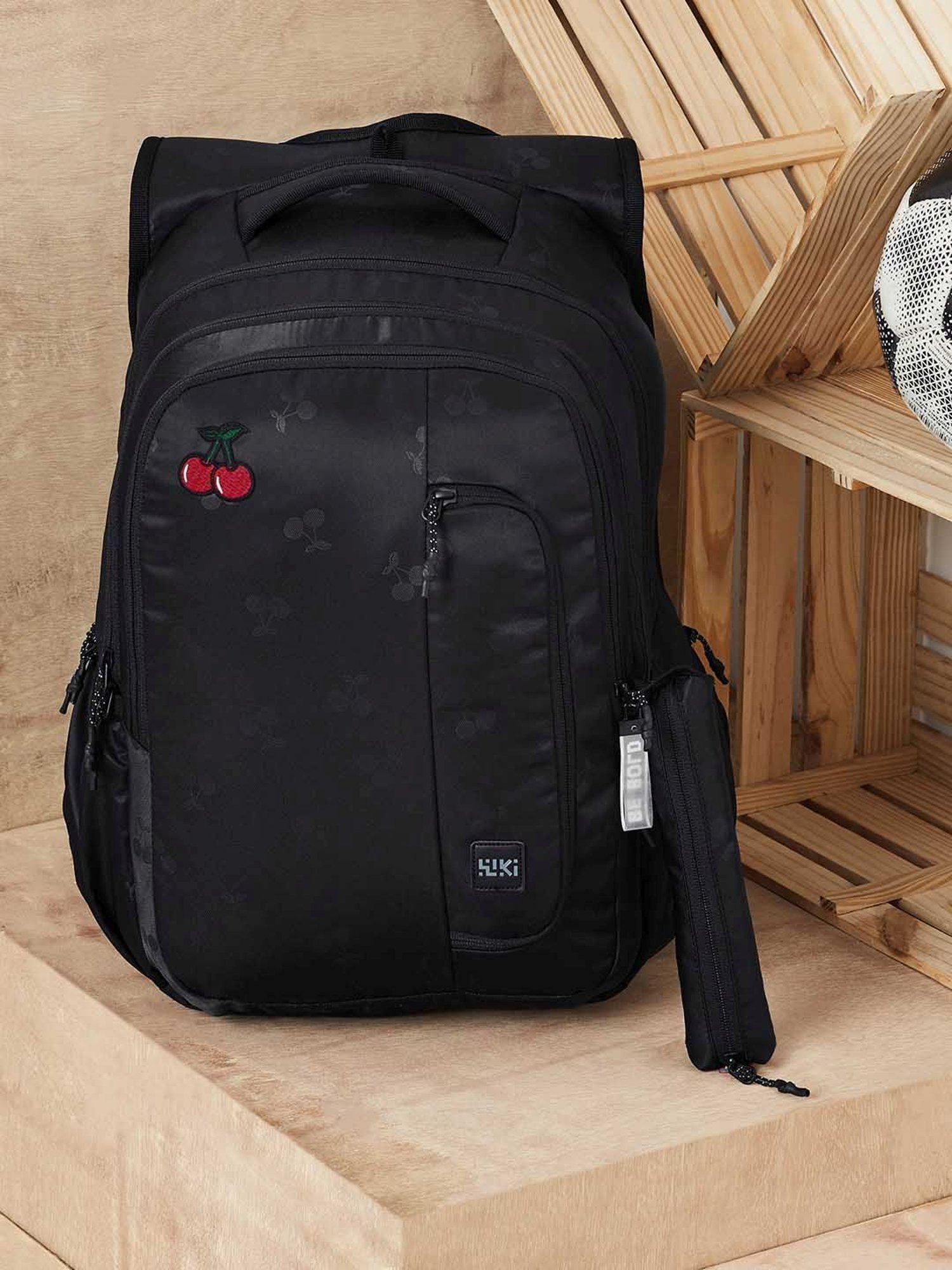 Wiki Back to School 4 Black Polyester Printed Backpack - 34 Ltrs