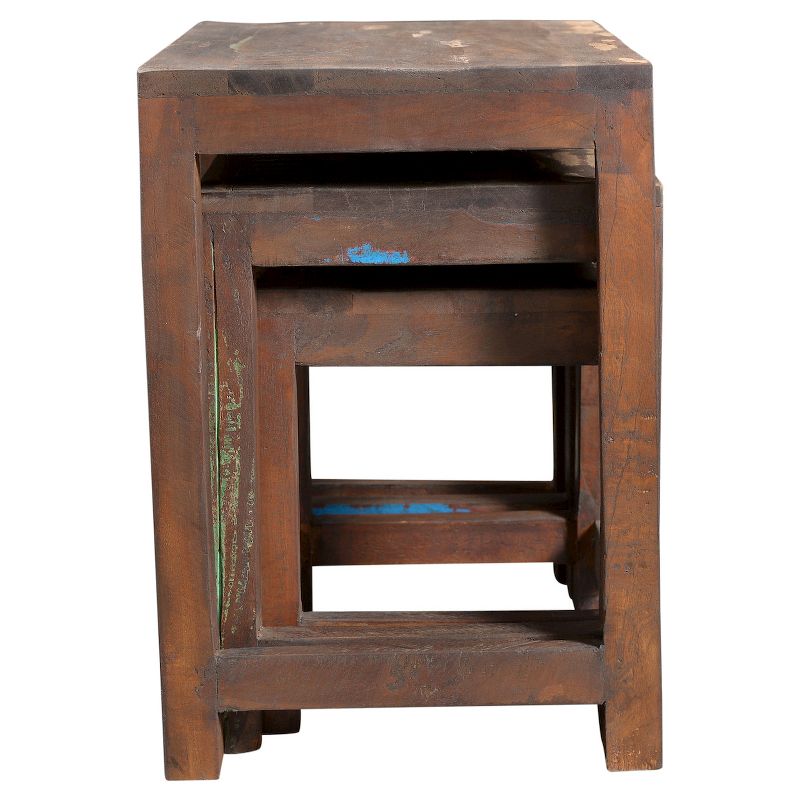 3pc Reclaimed Wood Nesting Tables Natural - Timbergirl