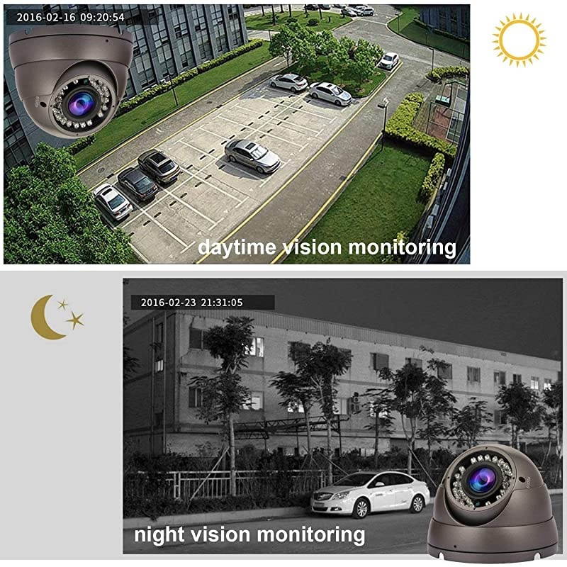 Dome Camera 4 in 1 TVIAHDCVICVBS CCTV Analog Camera 2812mm Motorized Security Camera 3 pcs Array IR LEDs 100ft Night Vision IP66 Grey