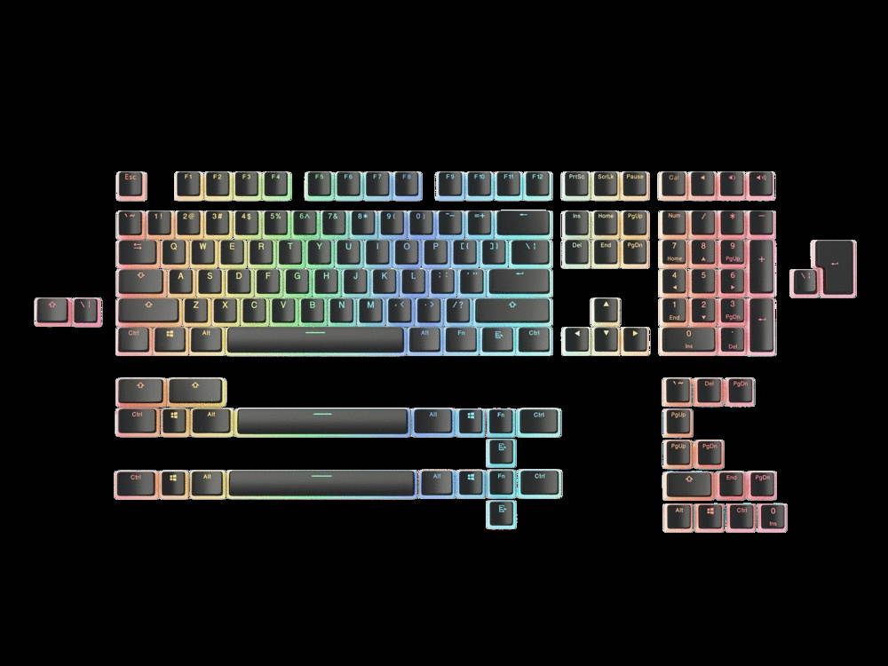 GLORIOUS AURA KEYCAPS V2 pudding-style keycaps,Crisp, doubleshot legends and high-quality PBT plastic promise reliable durability