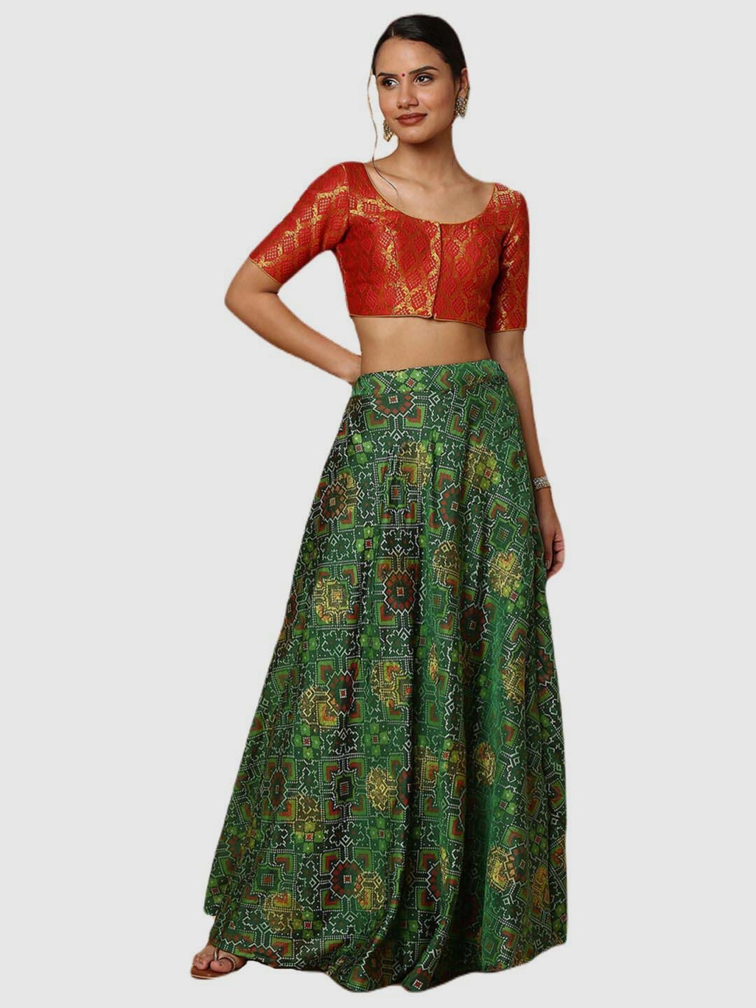 Salwar Studio Red Textured Readymade Blouse