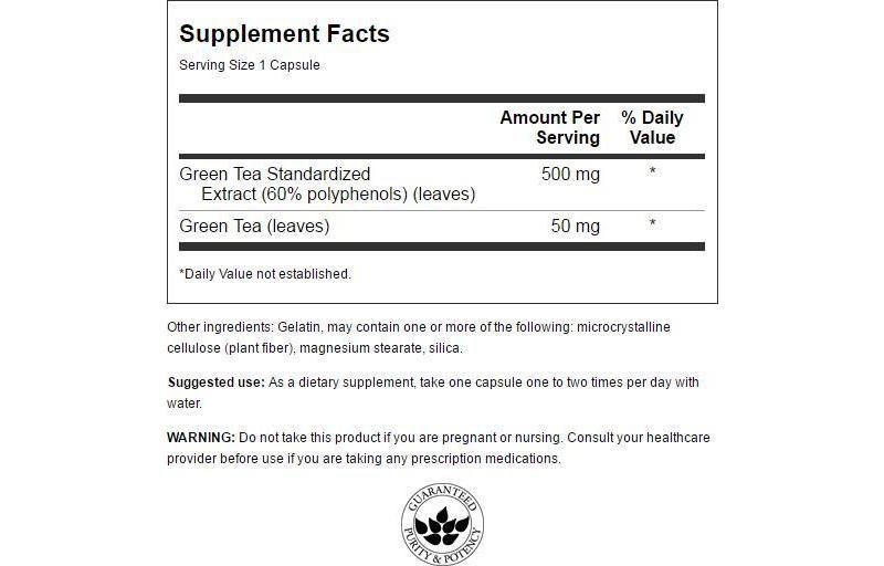 Swanson Green Tea Extract 500 mg 60 Capsules