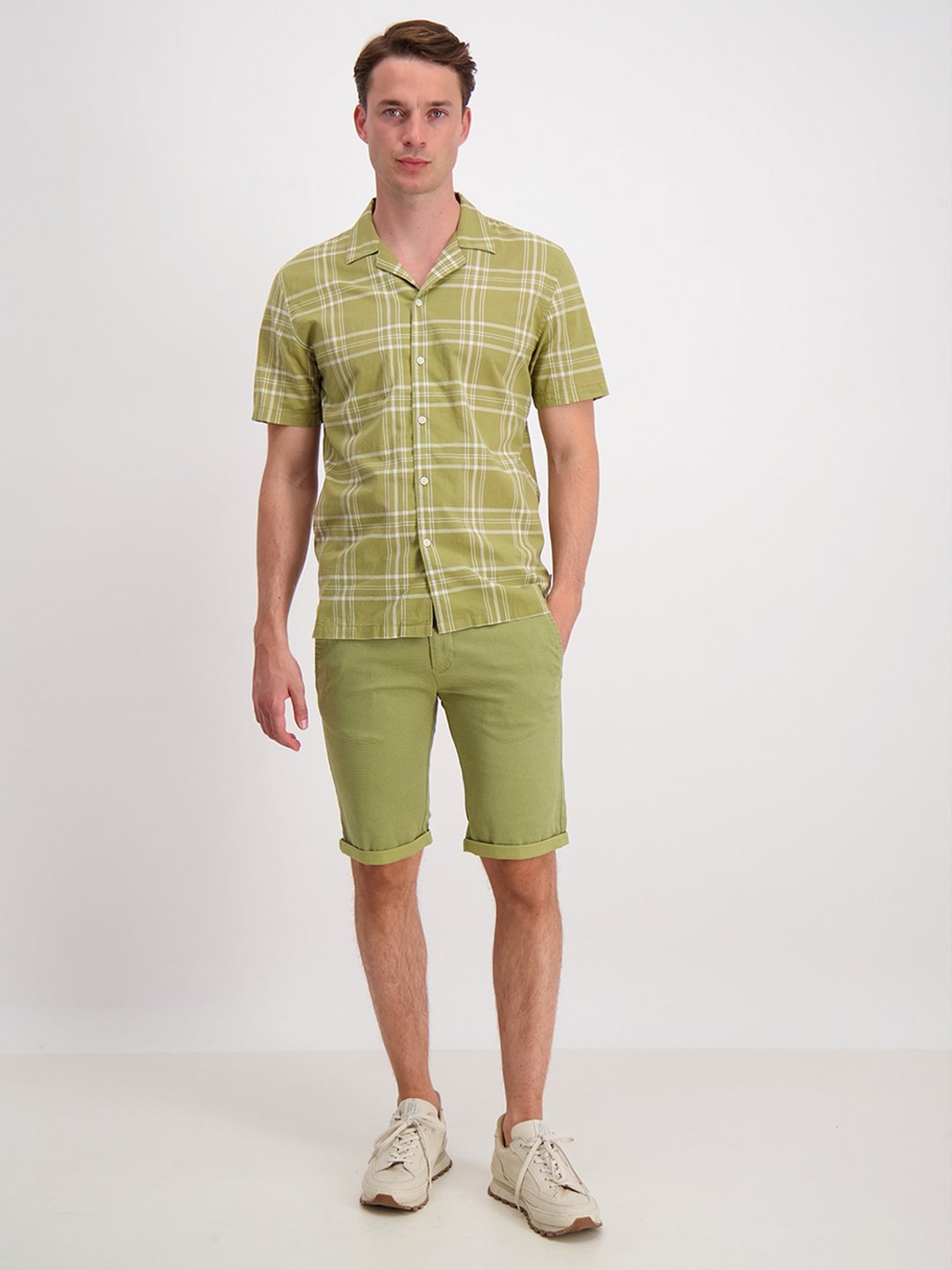 Lindbergh Sage Green Checks Shirt