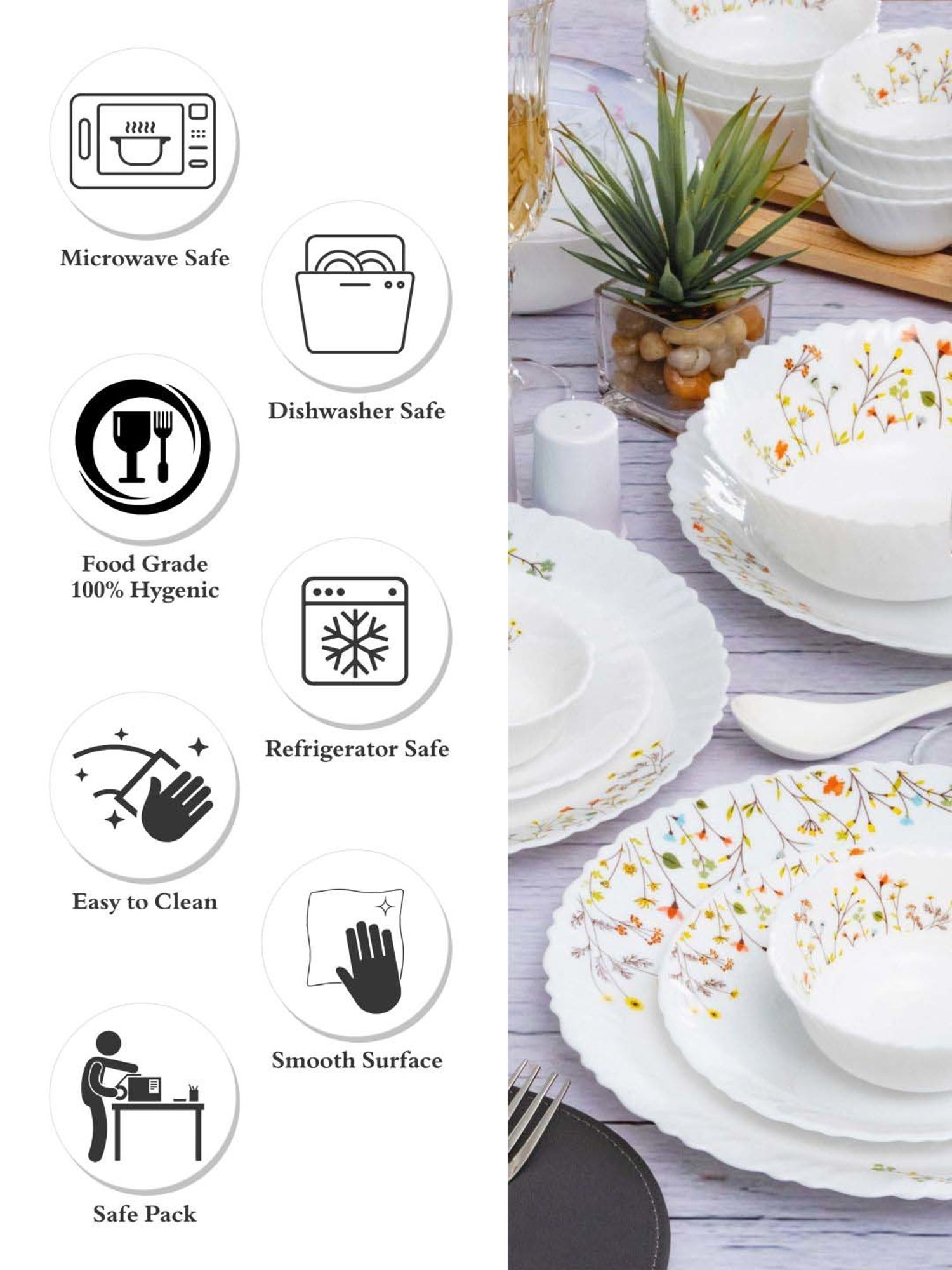 Cello Multicolor Glass Dinner Set