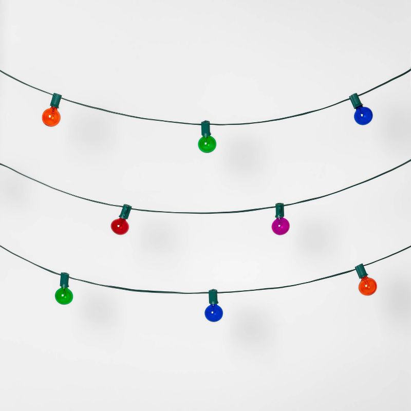 20ct Christmas Incandescent G40 String Lights Transparent Multicolored - Wondershop™