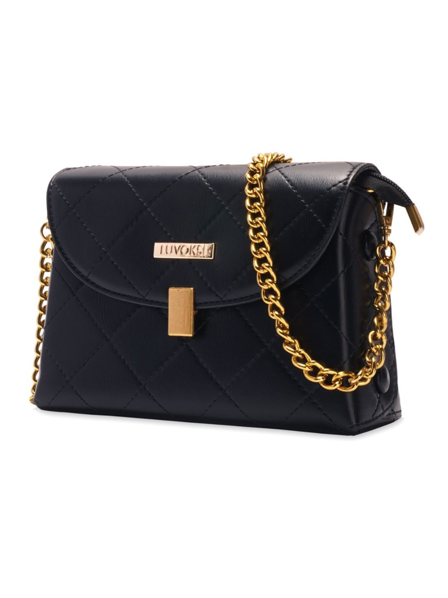 Luvoksi Black Quilted Medium Cross Body Bag