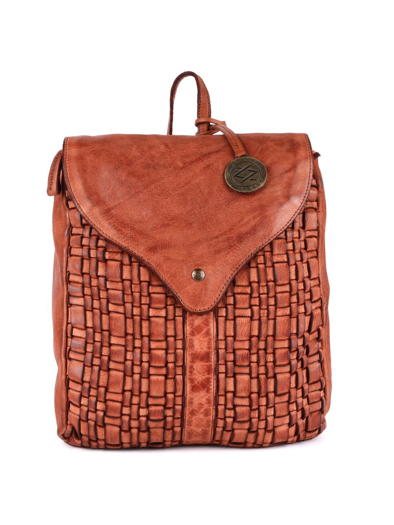 KOMPANERO Mia Cognac Leather Solid Backpack