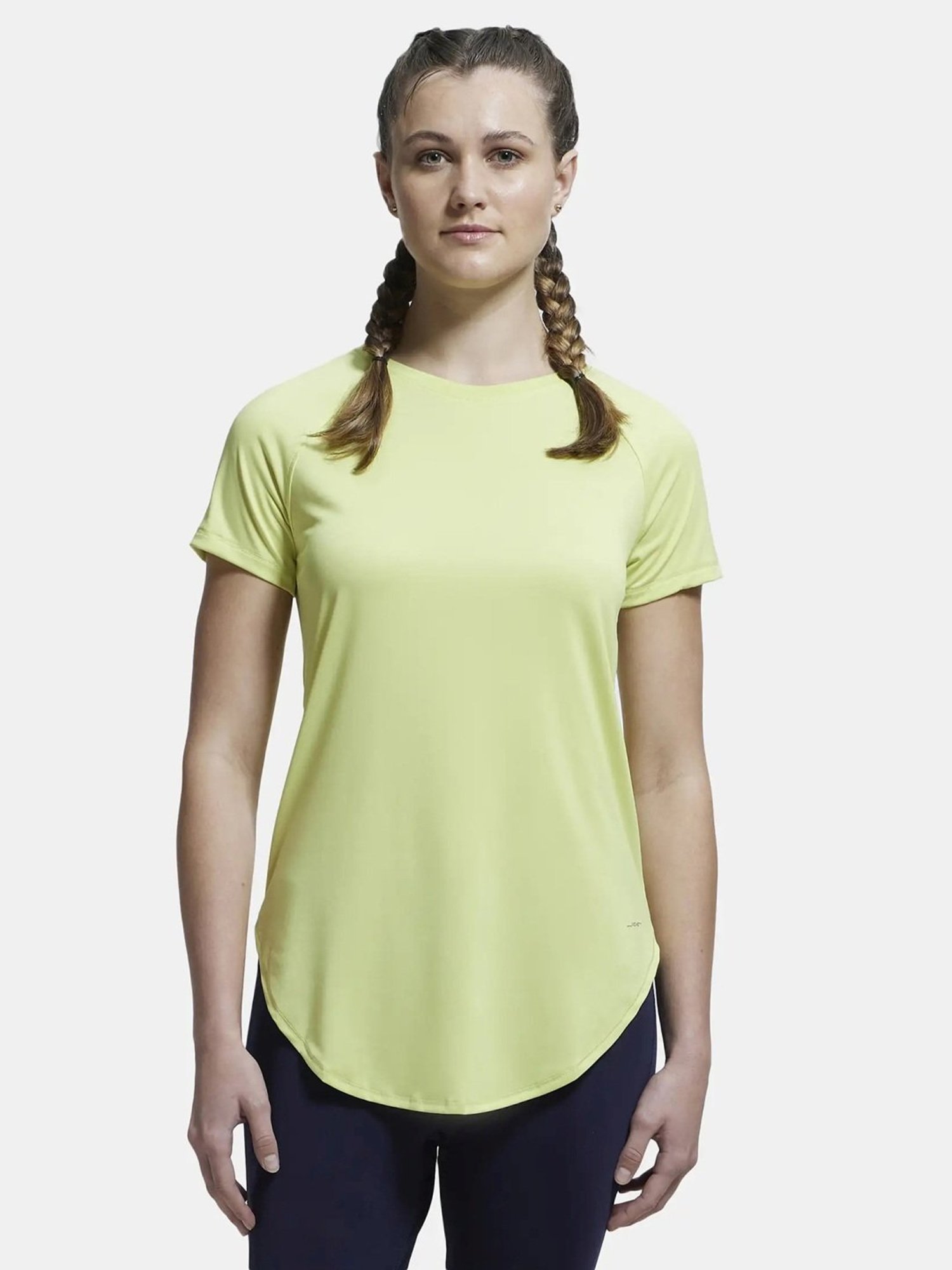 Jockey MW62 Women's Microfiber Relaxed Fit Solid Curved Hem Styled Half Sleeve T-Shirt