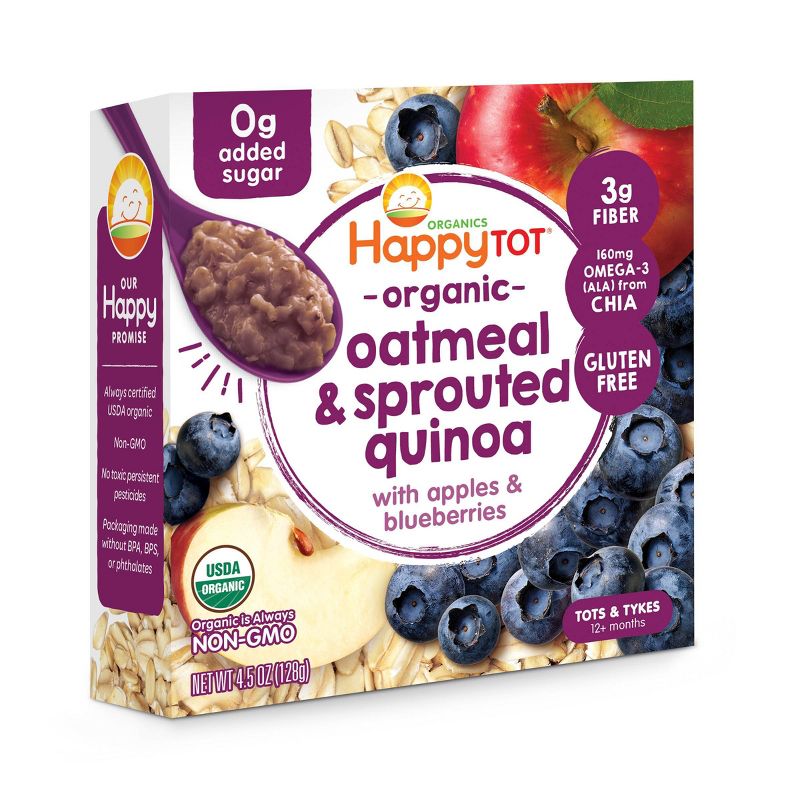 HappyTot Organic Oatmeal & Sprouted Quinoa with Apples & Blueberries Baby Food - 4.5oz