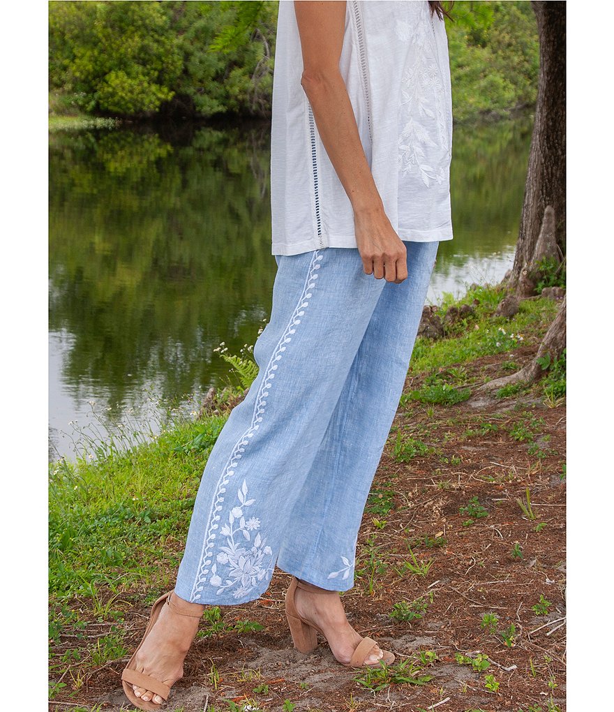 Karyn Seo Brysa Wide-Leg Pull-On Linen Pants