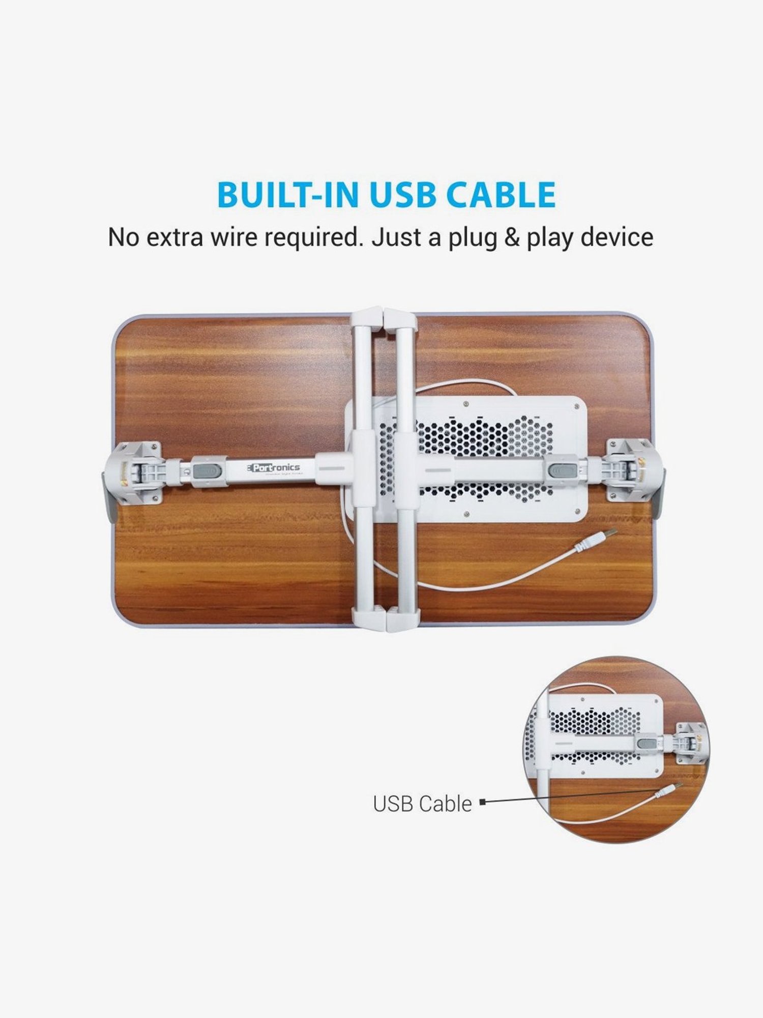 Portronics My Buddy + POR-895 Portable Laptop Stand with Cooling Fan (Brown)