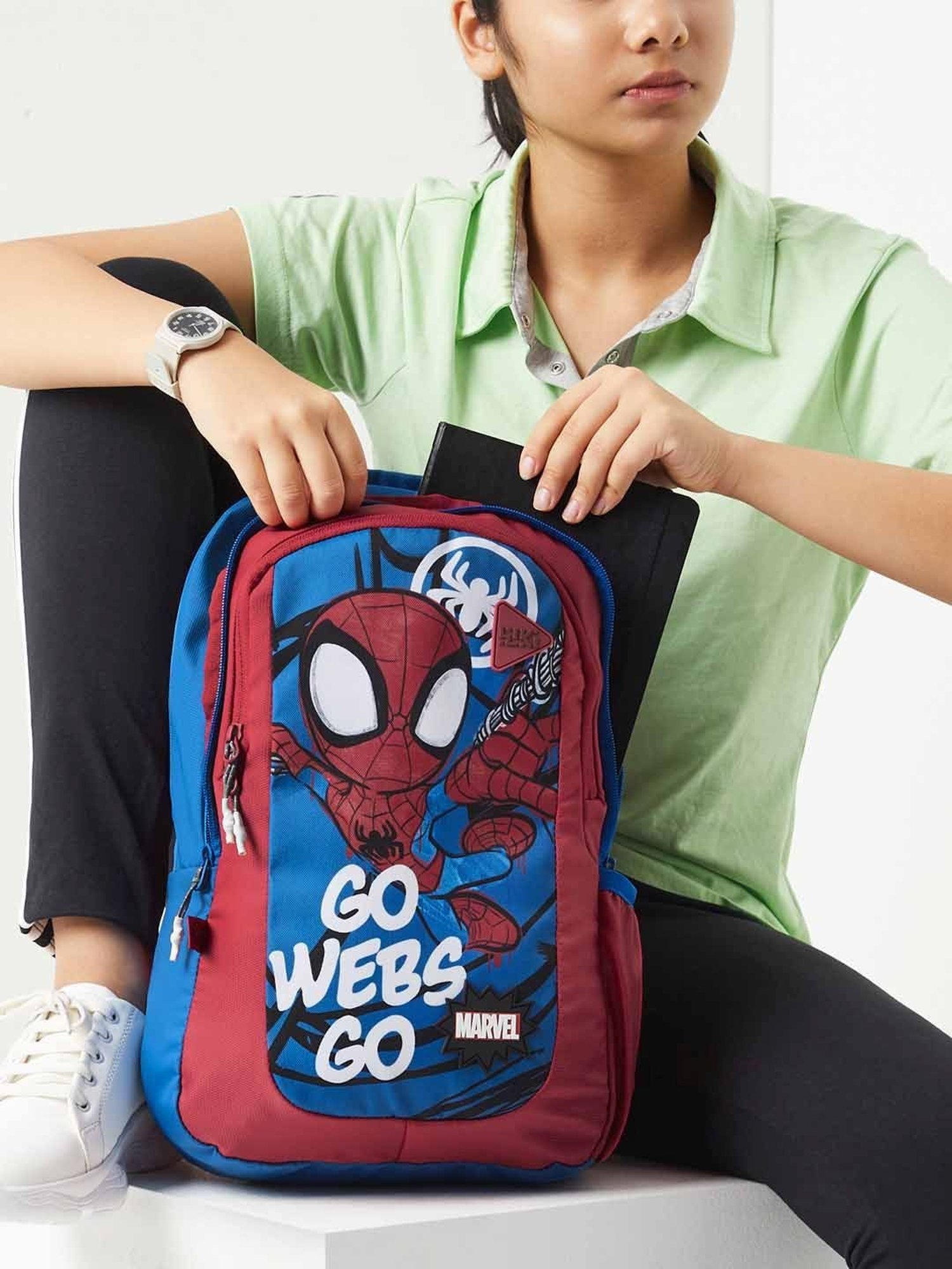 Wiki Back to School Champ 2 Red & Blue Polyester Printed Backpack - 16 Ltrs