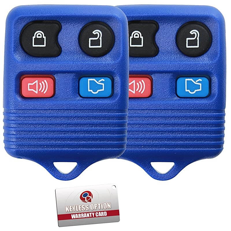 2  Blue Replacement 4 Button Keyless Entry Remote Control Key Fob