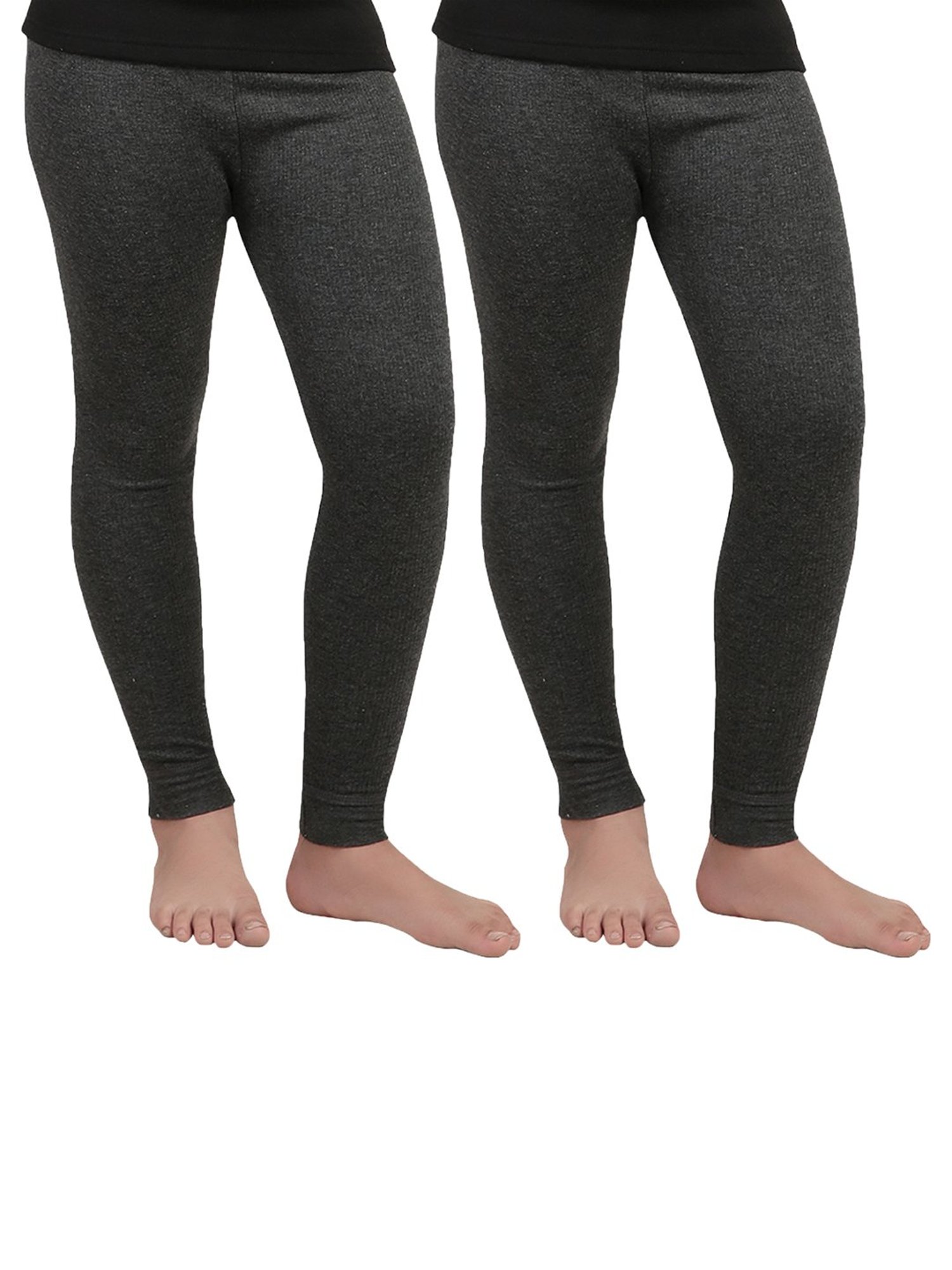 Dyca Kids Grey Melange Textured Thermal Pants (Pack Of 2)