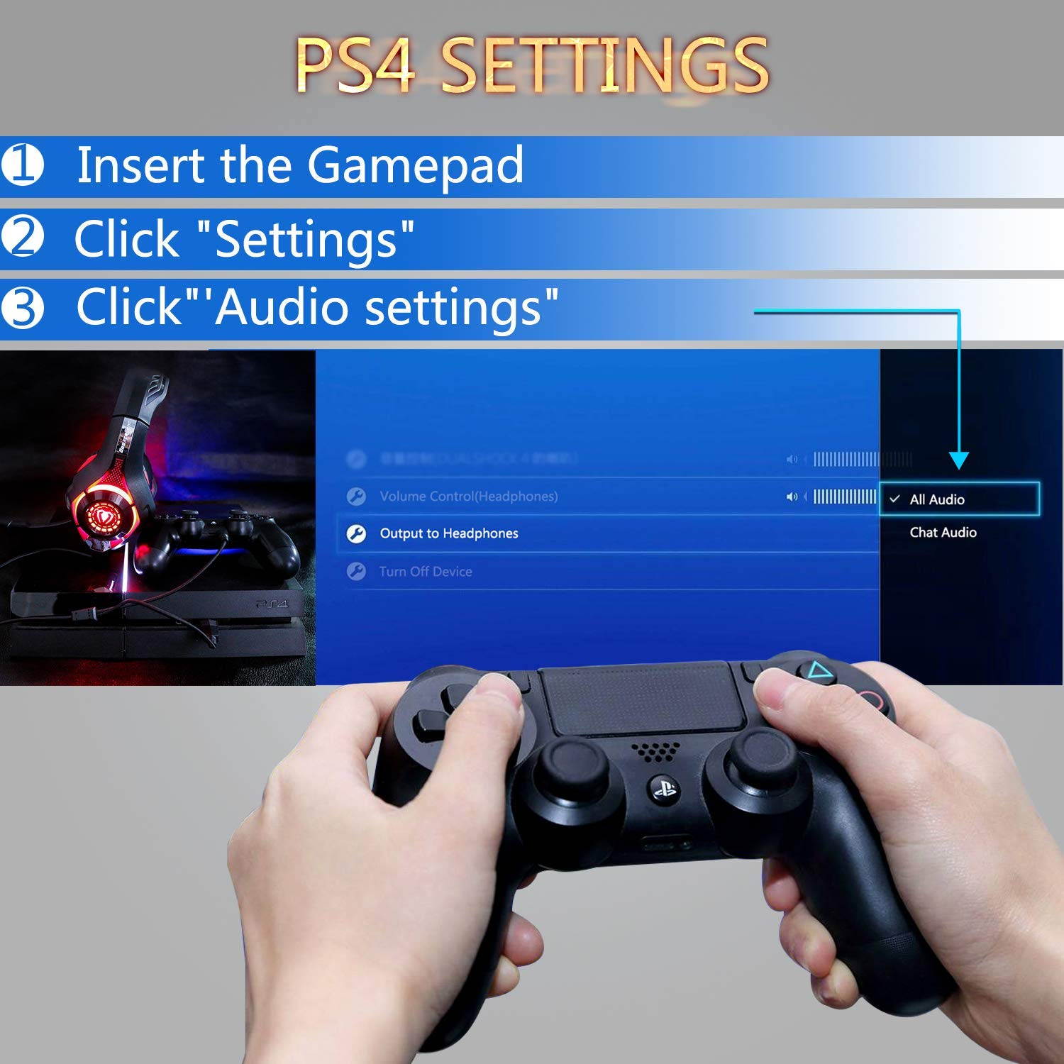 Beexcellent GM-1  Gaming Headset for PS4 Xbox One PC Gaming Headphone with Crystal Stereo Bass Surround Sound, LED Lights & Noise-Isolation Microphone