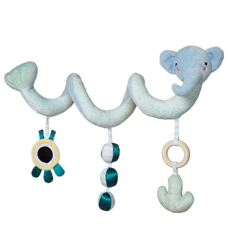 Manhattan Toy Safari Elephant Spiral Baby Toy for Strollers and Crib Toy with Baby Mirror, Rattle and Teether