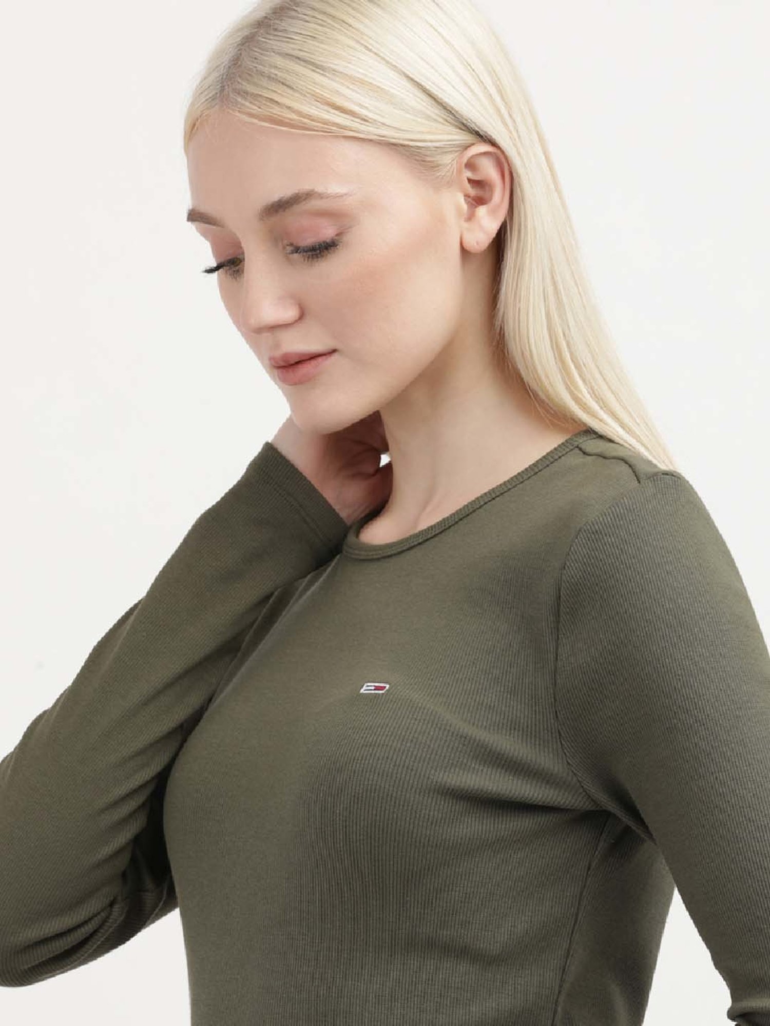 TOMMY HILFIGER Army Green Cotton T-Shirt