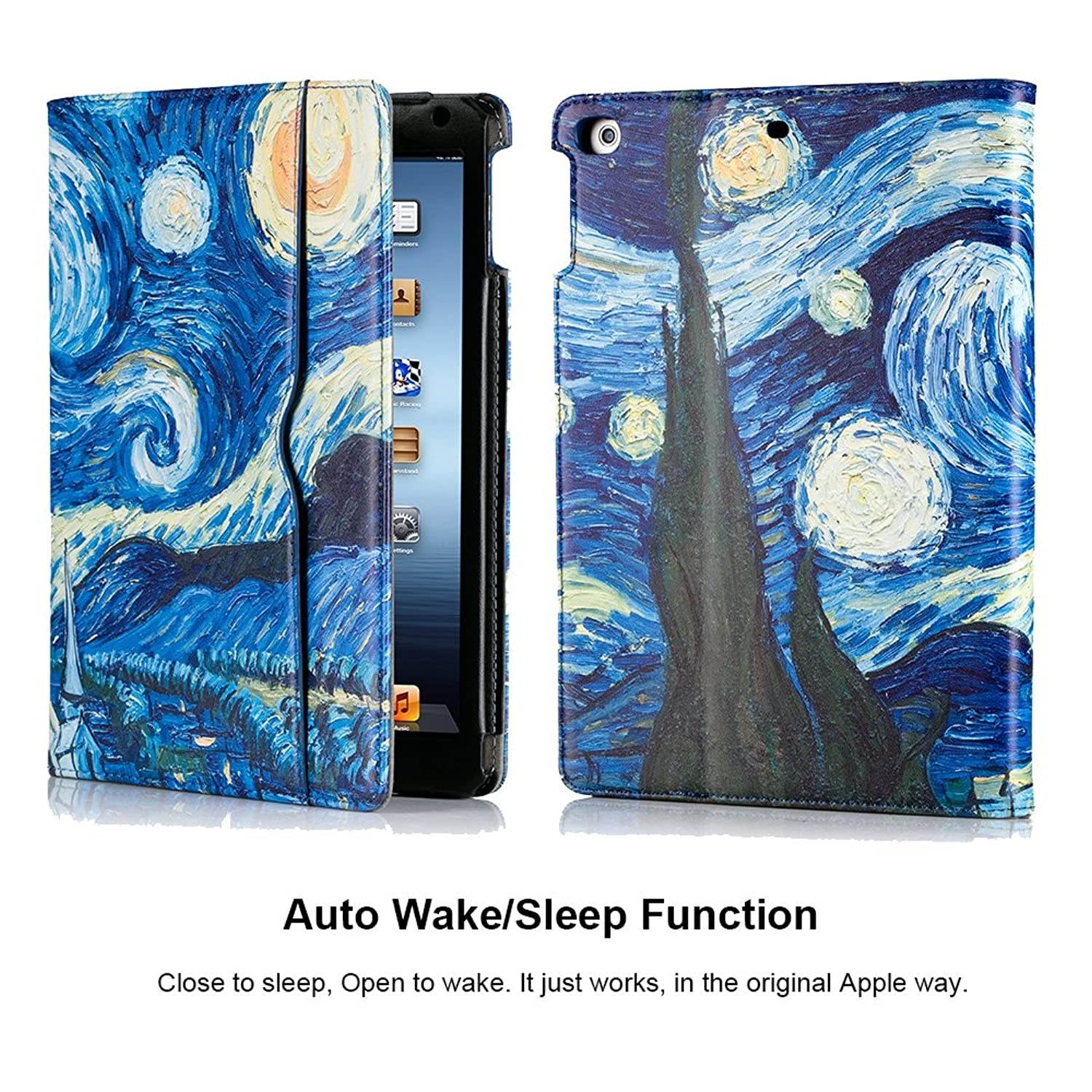 RUBAN Case for iPad 9.7 Inch 2018/2017 / iPad Air 2 / iPad Air - [Corner Protection] Multi-Angle Viewing Folio Stand Cover w/Pocket, Auto Wake/Sleep, Starry Night