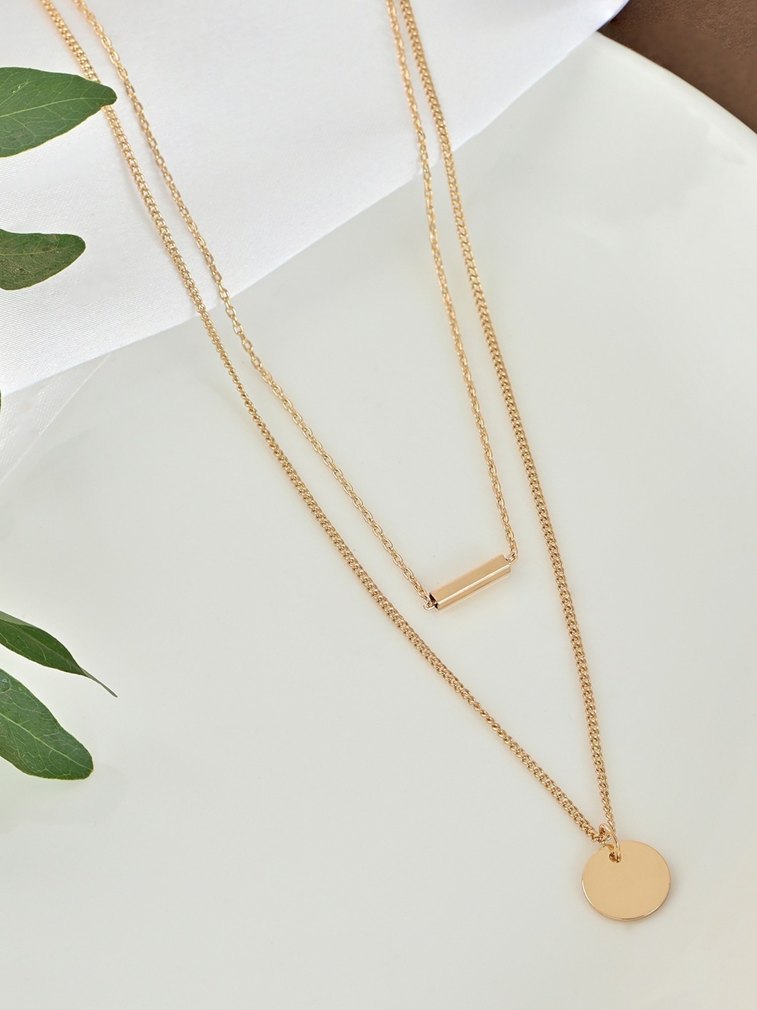 Toniq Gold-Plated Geometric Layered Necklace