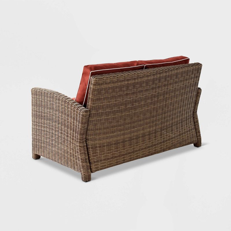 Bradenton Wicker Outdoor Patio Loveseat - Maroon/Brown - Crosley