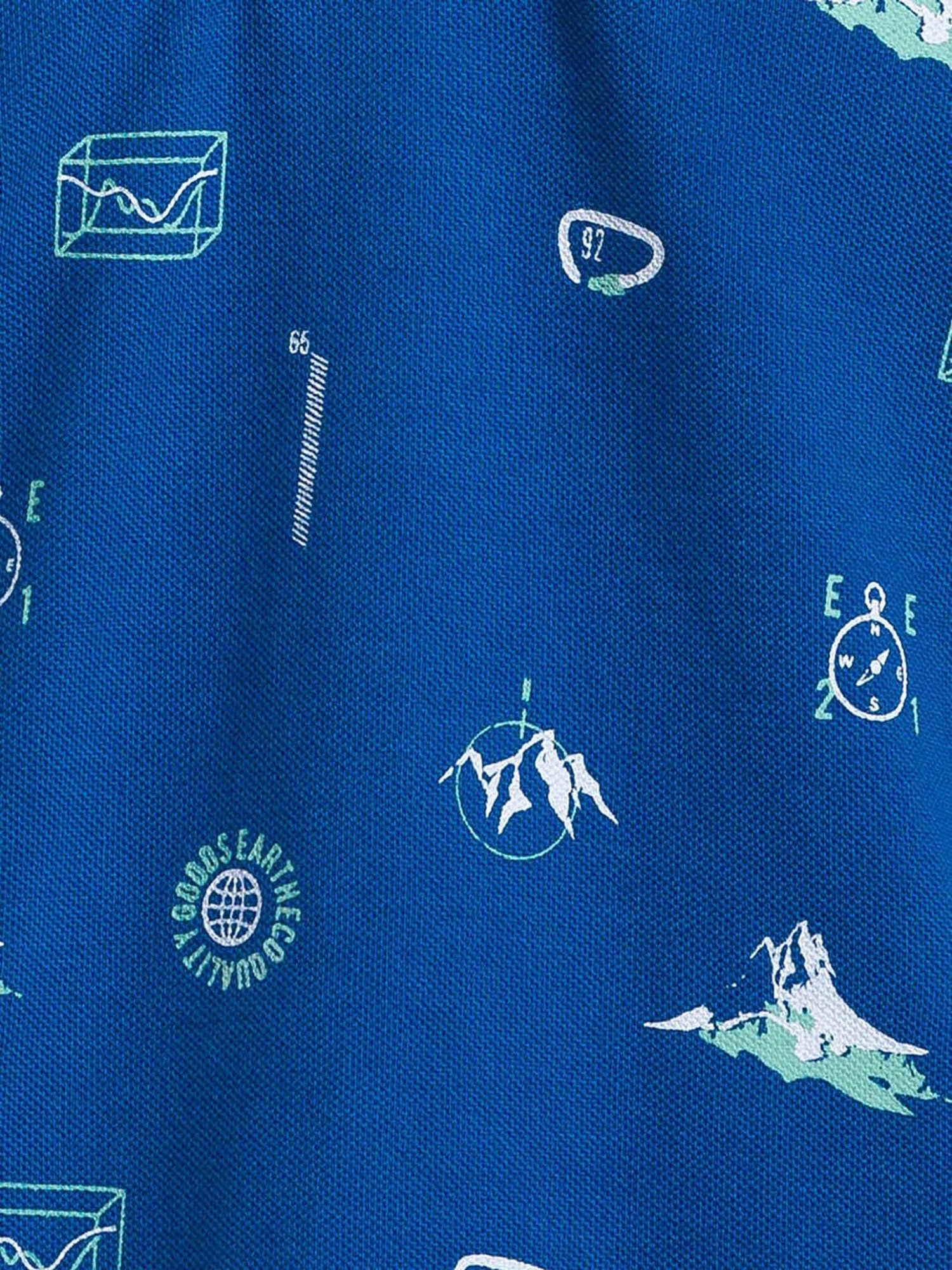 Parx Blue Regular Fit Printed Polo T-Shirt