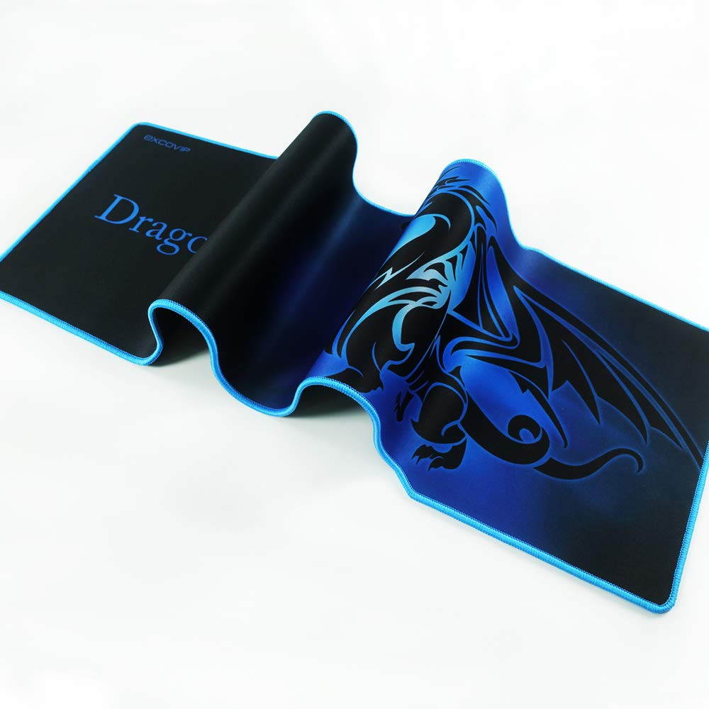 excovip 3mm Extra Extended Gaming Mouse Pad, 35" x 12" x 3mm Non-Slip Rubber Backing Stitched Edges and Ultra Thick (Red Phantom Dragon Mat)