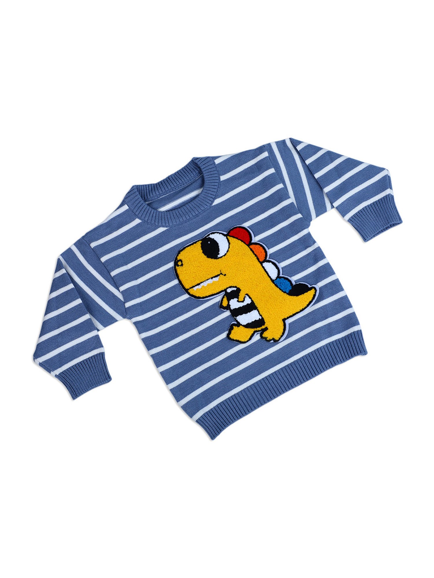 Baby Moo Kids Blue & Yellow Printed Full Sleeves Sweater