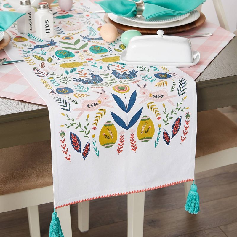 108" x 14" Cotton Easter Garden Kitchen Table Runner - Design Imports