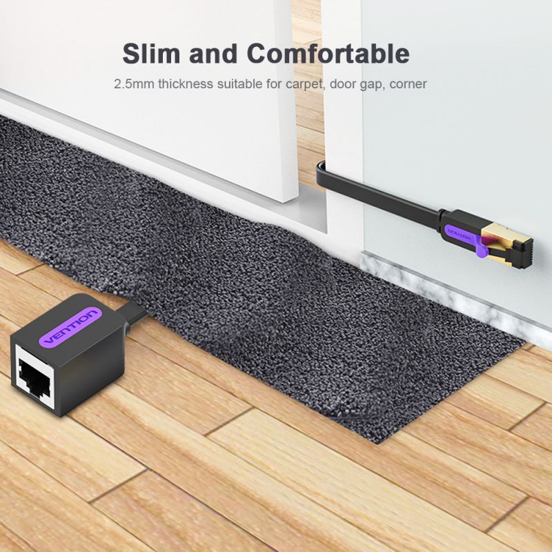 VENTION CAT 7 Network Extension Cable 10 Gigabit Fast Speed Flat Network Cable RJ45 LAN Cable for Home Business 8m Black