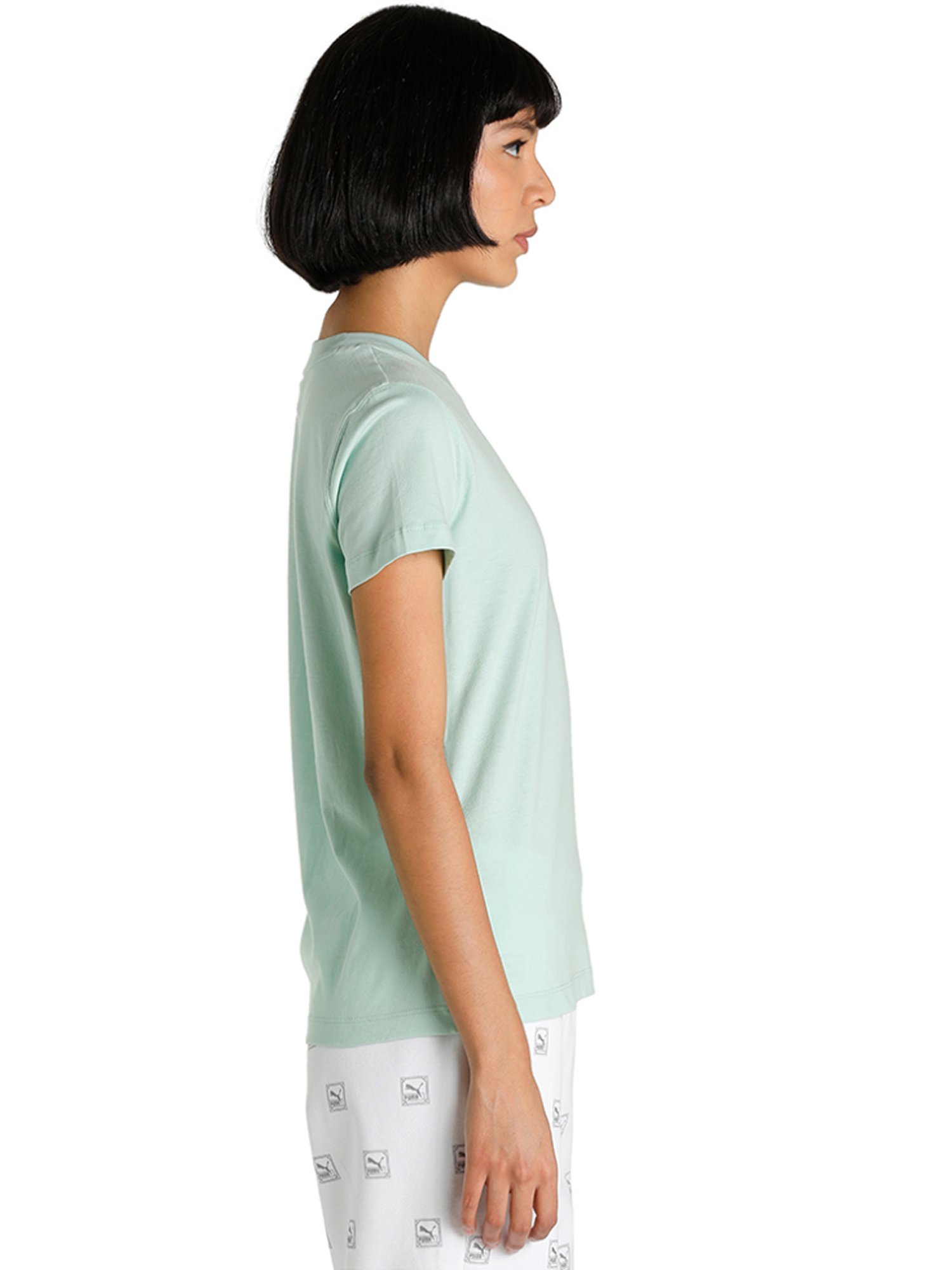 Puma Sage Green Cotton Printed T-Shirt