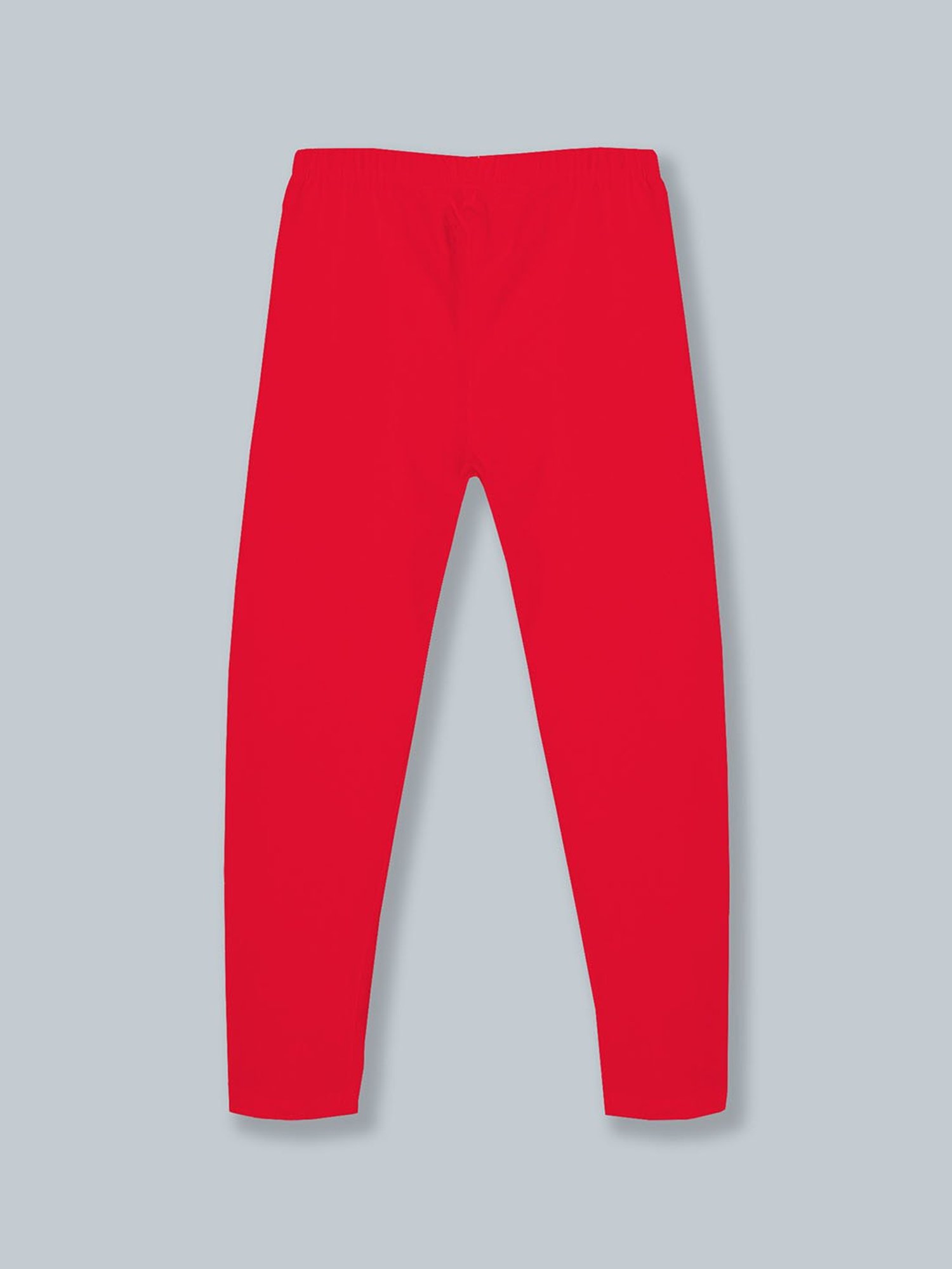 Kiddopanti Girls Red Solid Leggings