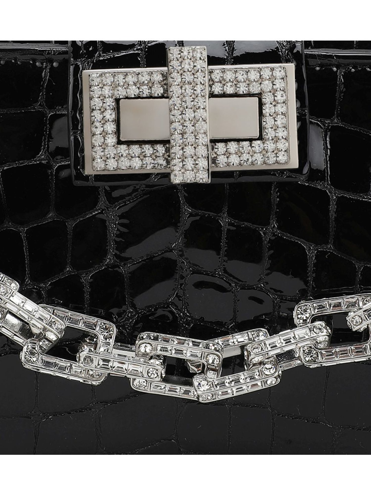 Gedebe Black Carrie Cocco Glossy Animal Effect Medium Shoulder Bag