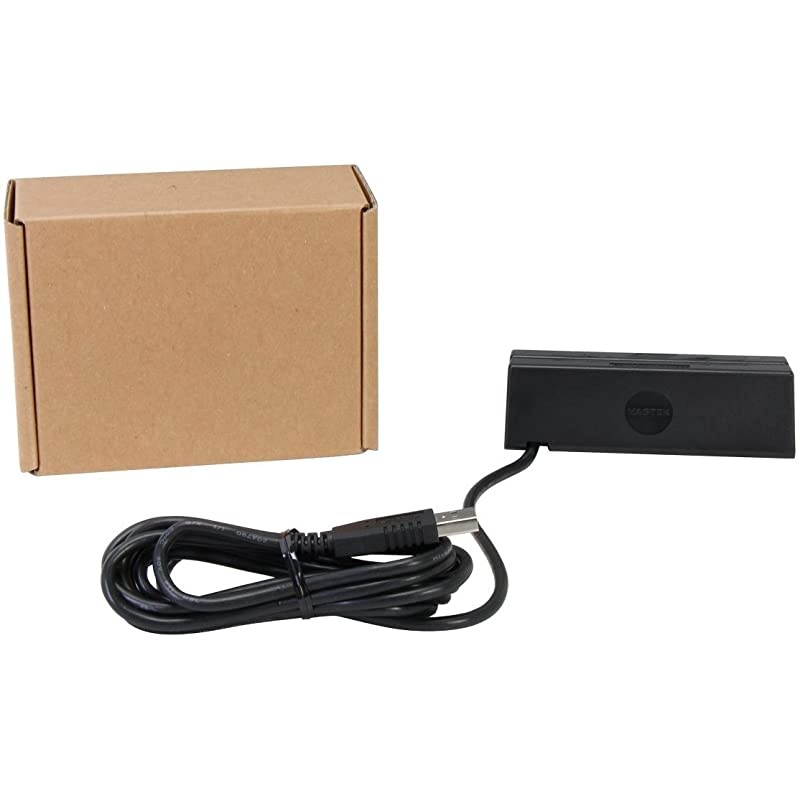 21040145 SureSwipe Dual Head Triple Track Magnetic Stripe Card Reader with 6' USB Interface Cable, 60 in/s Swipe Speed, 5V, Black