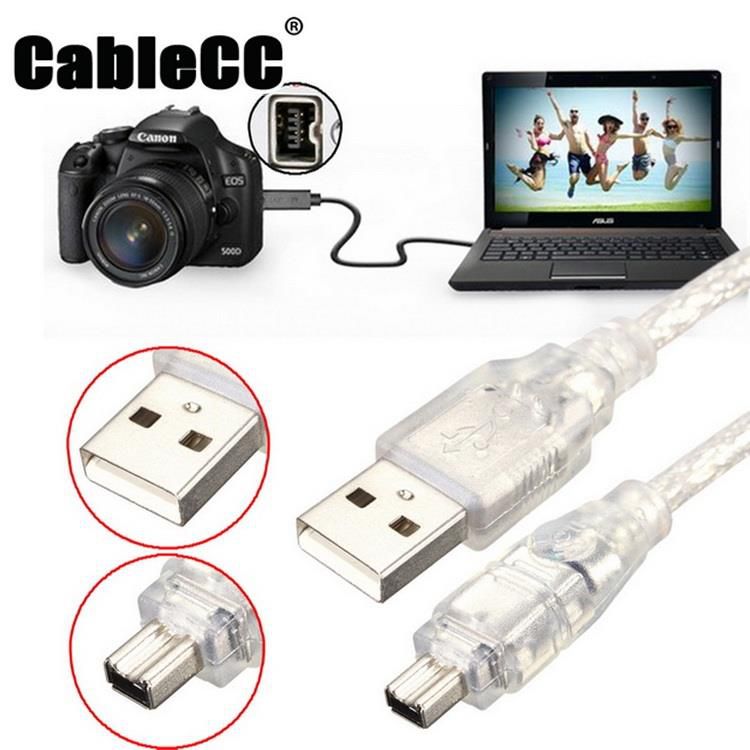 Cablecc USB Male to Firewire IEEE 1394 4 Pin Male iLink Adapter Cord Cable for SONY DCR-TRV75E DV