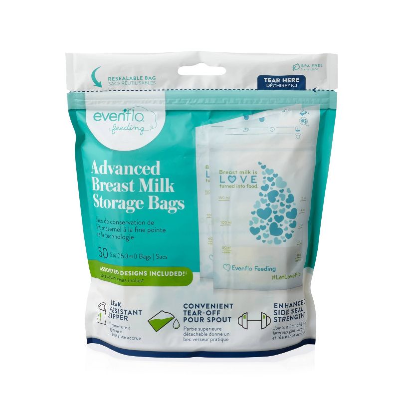 Evenflo Advanced Breast Milk Storage Bags 5oz, 50ct