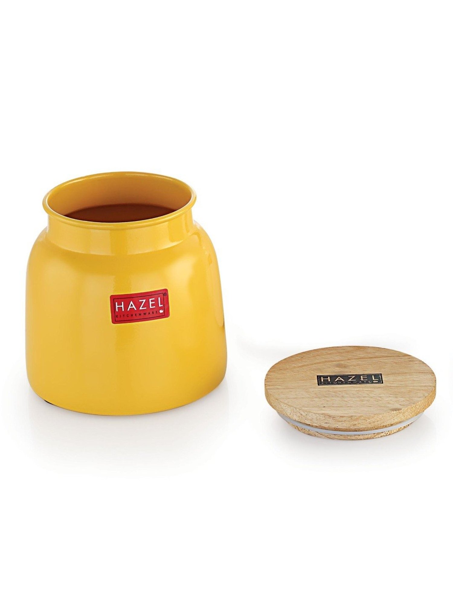 HAZEL Yellow & White Galvanized metal Storage Container with Lid - Set of 2