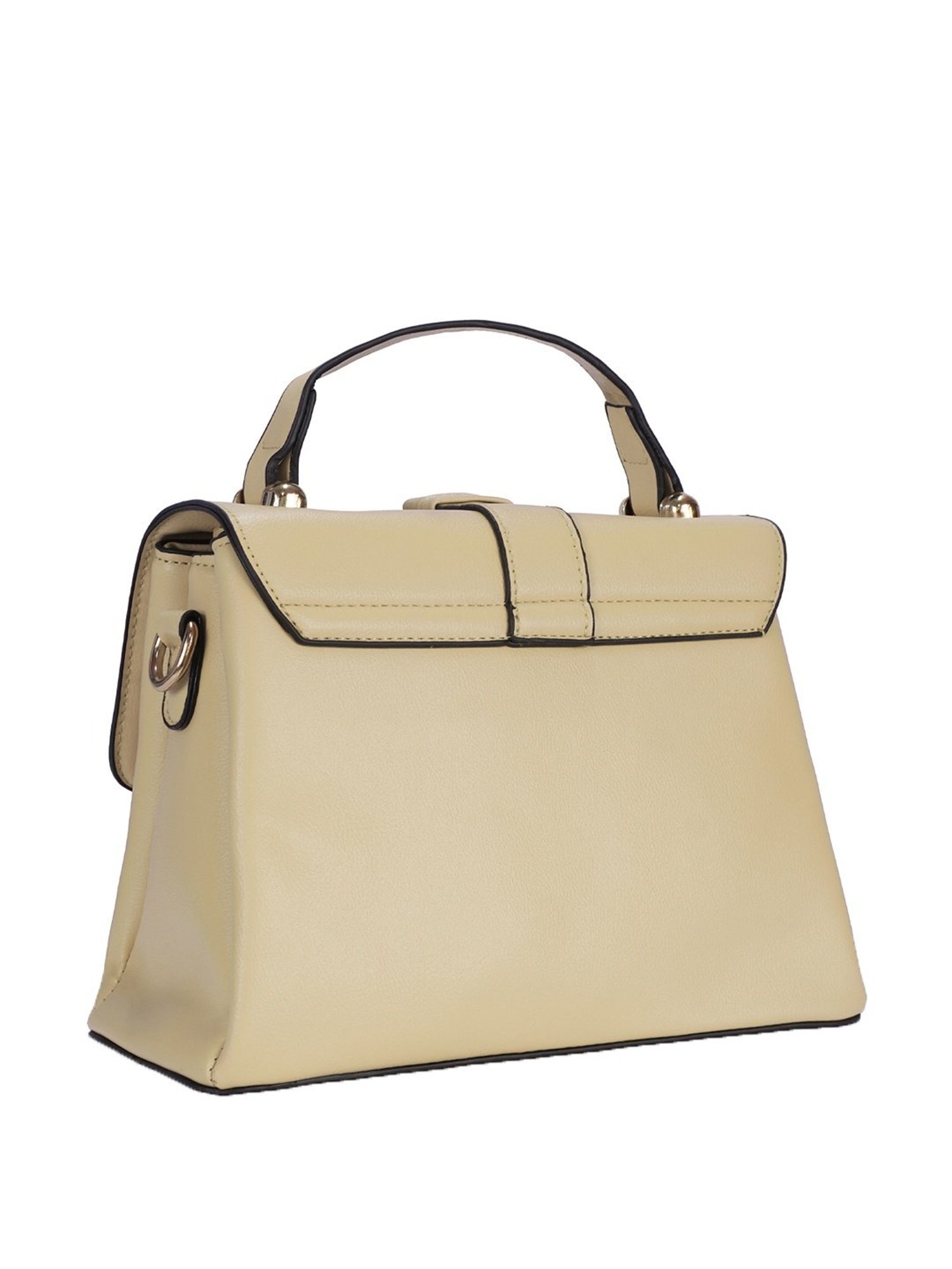 Luvoksi Beige Solid Medium Satchel Handbag