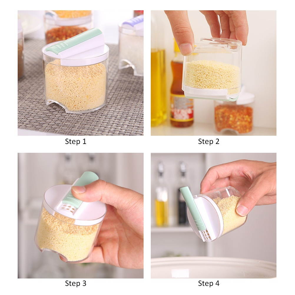 Set of 5 Packs Seasoning Shaker Condiment Storage Container Salt Pepper Spice Sugar Shaker