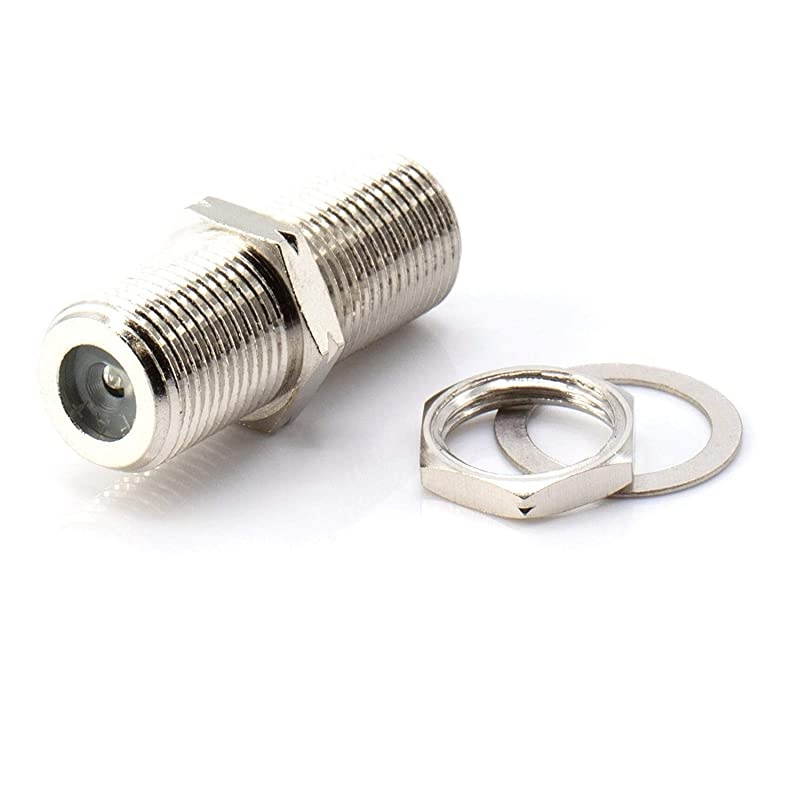 Cable Extension Coupler with Washer and Nut | 10 Pack | Works with Wall Plates | Connects Two Coaxial Video Cables for Coax F81 Female to Female 3GHz Satellite CATV