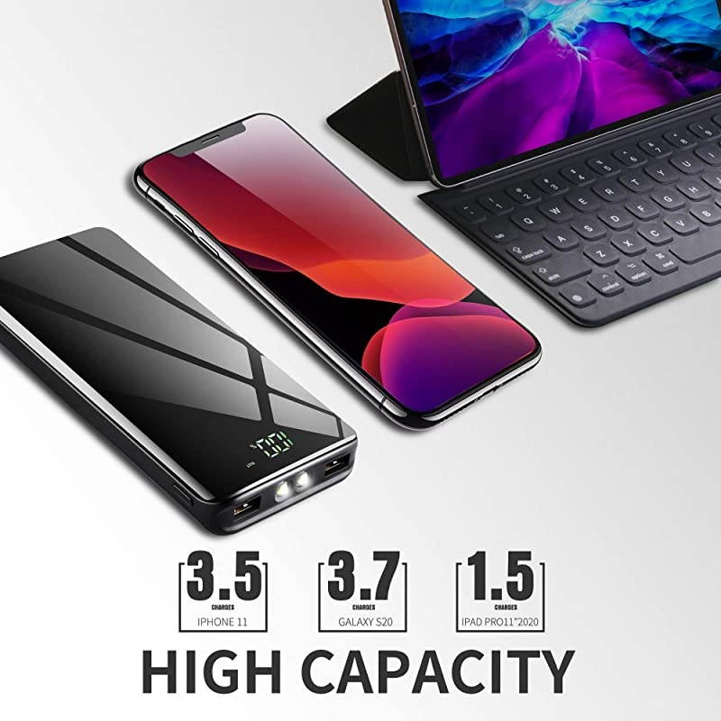 Power Bank 25000mAh Portable Charger Compact Dual Ports Ultra High Speed Battery Pack Phone Charger Backup Battery with Intelligent LCD Compatible with iPhoneSamsungTablet and More