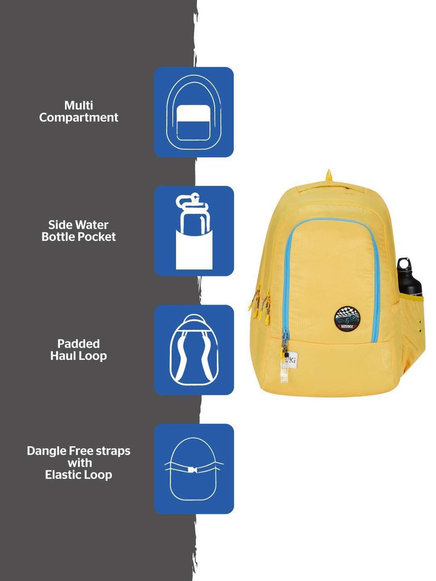 Wiki 31.5 Ltrs Yellow Medium Backpack