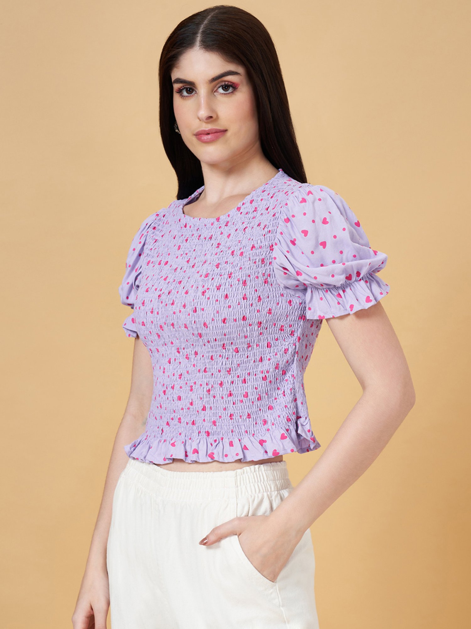 People by Pantaloons Purple Printed Top