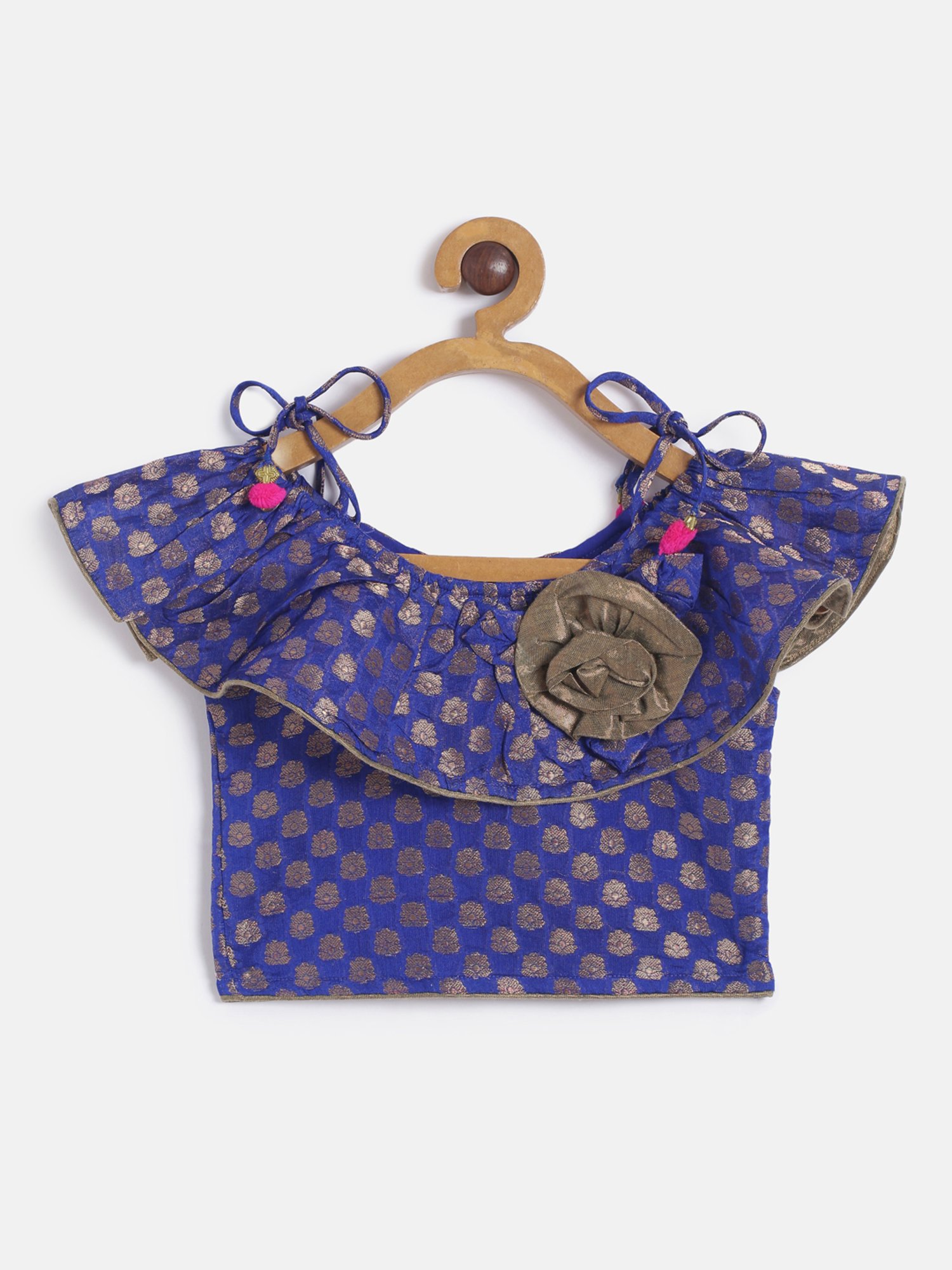 TWISHA Kids Royal Blue & Pink Self Design Top with Plazzos